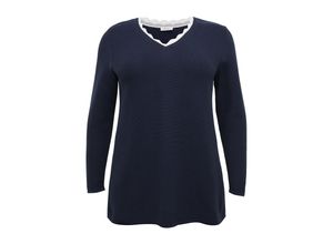 4063134073117 - Große Größen Pullover mit Spitze und Rippbündchen marine Gr44 46