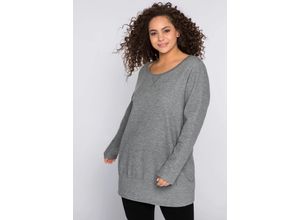 4063134145777 - Große Größen Sweatshirt mit breitem Saumbündchen dunkelgrau meliert Gr52 54