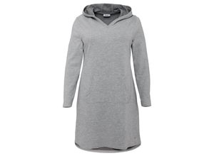 4063134146057 - Große Größen Sweatkleid mit Kapuze und Kängurutasche grau meliert Gr52 54