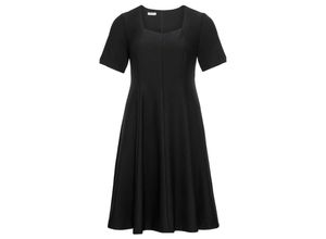 4063134612989 - Große Größen Kleid mit Halbarmen aus elastischem Crêpe schwarz Gr44