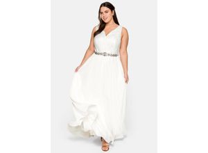 4063134687567 - Große Größen Abendkleid mit Spitzenoberteil und Chiffonrock offwhite Gr46