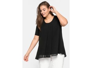 4063134705773 - Große Größen Blusenshirt mit gelegten Falten im Lagenlook schwarz Gr56