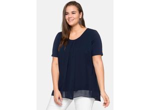 4063134705827 - Große Größen Blusenshirt mit gelegten Falten im Lagenlook marine Gr50