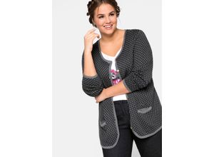 4063134708286 - Große Größen Strickjacke im Trachtenstil Knöpfe in Holzoptik anthrazit meliert Gr52 54