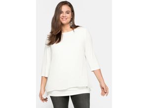 4063134799864 - Große Größen Blusenshirt in leichter A-Linie mit Zipfelsaum offwhite Gr48 50