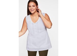 4063134802380 - Große Größen Webtop mit Spitze und Perlen aus leichter Baumwolle weiß Gr54