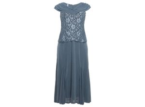 4063134836491 - Große Größen Abendkleid mit Godetfalten und Spitze blaugrau Gr44