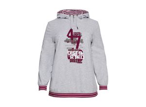 4063134954669 - Große Größen Sweatshirt mit Frontdruck und Kapuze grau meliert Gr48 50