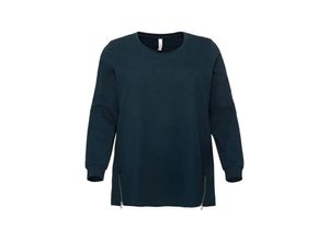 4063134954690 - Große Größen Sweatshirt mit Zippern seitlich in leichter Qualität dunkelpetrol Gr44 46