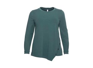 4063135159858 - Große Größen Sweatshirt mit asymmetrischem Saum flauschig jade Gr44 46