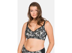 4063135228257 - Große Größen Bügel-BH aus floraler Vollspitze mit Mesh schwarz-offwhite Gr90E