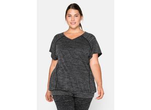 4063135421924 - Große Größen Funktionsshirt im Oversized-Schnitt mit Saumbündchen anthrazit meliert Gr48 50