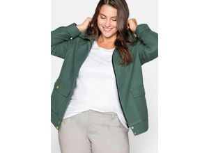 4063135445005 - Große Größen Jacke mit breitem Kragen und Kontrastdetails opalgrün Gr56