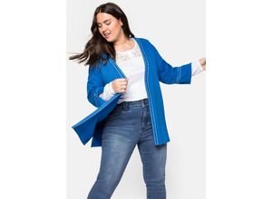 4063135476696 - Große Größen Strickjacke mit 3 4-Ärmeln und V-Ausschnitt ozeanblau Gr48 50