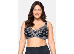 4063135482376 - Große Größen Bügel-BH mit Stickereispitze und Mesh-Einsätzen schwarz Gr85D