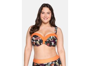 4063135496496 - Große Größen Bikini-Oberteil mit wattierten Cups Mix & Match schwarz bedruckt Gr46D