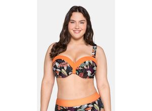 4063135496823 - Große Größen Bikini-Oberteil mit wattierten Cups Mix & Match schwarz bedruckt Gr56D