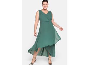 4063135501442 - Große Größen Chiffonkleid in Wickeloptik opalgrün Gr44