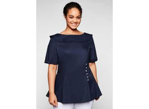 4063135555247 - Große Größen Tunika mit breitem runden Kragen und Zierknöpfen marine Gr54