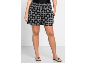 4063135648840 - Große Größen Strandshorts mit Smokbund und zwei Taschen schwarz bedruckt Gr50