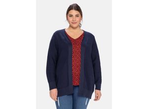 4063135719960 - Große Größen Strickjacke im Linksstrick offene Form marine Gr40 42