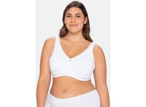 4063135730996 - Große Größen BH ohne Bügel mit dezentem Druck wattierte Träger weiß bedruckt Gr90E