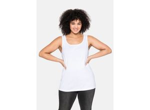 4063135732204 - Große Größen Tanktop aus Baumwolle mit Rundhalsausschnitt weiß Gr42