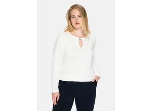 4063135738336 - Große Größen Langarmshirt mit Cut-out und Zierschnalle offwhite Gr56 58