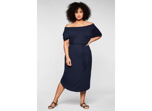 4063135738534 - Große Größen Strandkleid mit Bindeband und Carmenausschnitt marine Gr44