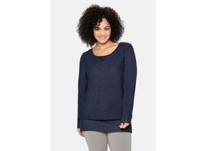 4063135739234 - Große Größen Sweatshirt mit breitem Saumbündchen marine Gr40 42