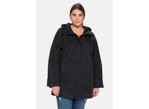 4063135742029 - Große Größen Outdoorjacke mit Kapuze in A-Linie wasserabweisend schwarz Gr40