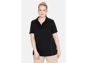 4063135742234 - Große Größen Poloshirt in Piqué-Qualität mit Teilungsnähten schwarz Gr44 46