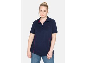 4063135742289 - Große Größen Poloshirt in Piqué-Qualität mit Teilungsnähten marine Gr44 46