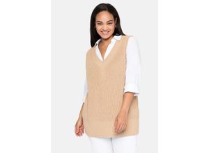 4063135746454 - Große Größen Pullunder mit V-Ausschnitt vorn und hinten hellbeigefarben Gr56 58