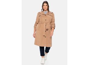 4063135746867 - Große Größen Trenchcoat mit Kapuze aus TENCEL™ Lyocell cappuccino Gr40