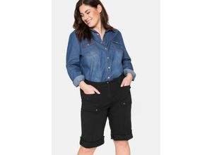 4063135753582 - Große Größen Stretch-Bermudas mit aufgesetzten Taschen und Patten schwarz Gr42