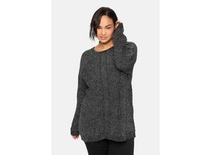 4063135754398 - Große Größen Pullover im Patentstrick in melierter Optik schwarz Gr48 50