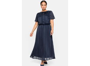 4063135756477 - Große Größen Abendkleid mit Streifen-Jacquard und Metallic-Effekt nachtblau Gr40