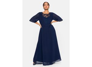 4063135756972 - Große Größen Abendkleid aus Chiffon mit Spitzen-Einsatz marine Gr40