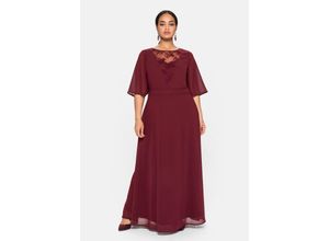 4063135757078 - Große Größen Abendkleid aus Chiffon mit Spitzen-Einsatz weinrot Gr40