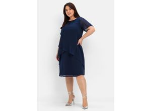 4063135774747 - Große Größen Cocktailkleid mit Spitzen-Einsatz aus Chiffon marine Gr50 4063135774747 - Große Größen Cocktailkleid mit Spitzen-Einsatz aus Chiffon marine Gr50