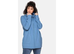 4063135775270 - Große Größen Sweatshirt mit Stehkragen in Waffelpiqué-Optik jeansblau Gr56 58