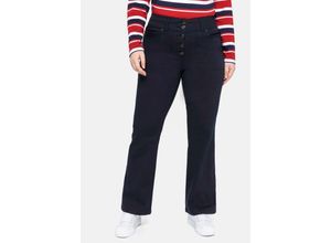 4063135775621 - Große Größen Bootcut-Hose mit markanter Knopfleiste nachtblau Gr48