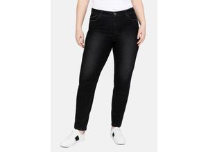 4063135777724 - Große Größen Slim Jeans mit vorverlegter Teilungsnaht black Denim Gr40