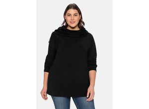 4063135803102 - Große Größen Sweatshirt mit Schlauchkragen aus Spitze schwarz Gr56 58