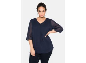 4063135810223 - Große Größen Tunika im Layerlook mit Chiffon marine Gr56