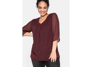 4063135810247 - Große Größen Tunika im Layerlook mit Chiffon weinrot Gr40