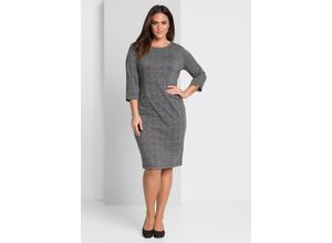 4063135842989 - Große Größen Etuikleid mit 3 4-Arm im Materialmix Karo Gr56