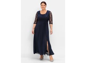 4063135843702 - Große Größen Abendkleid mit floraler Spitze marine Gr40