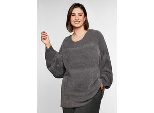 4063135892786 - Große Größen Pullover mit Streifen aus Glitzergarn rauchgrau Gr40 42